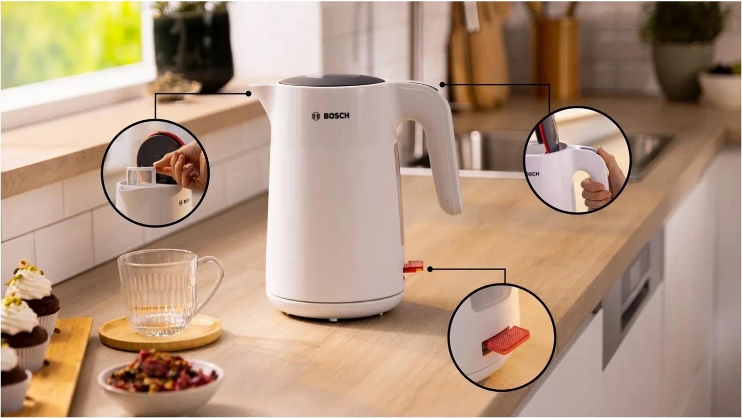 Çajnik Bosch TWK2M16, 1.7L, 2400W, i bardhë