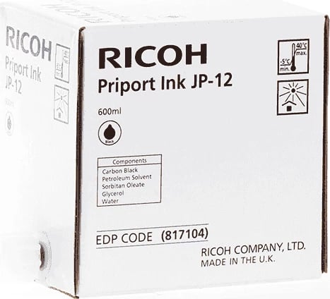 Bojë printeri, Ricoh, Priport JP-12 (817104), 600 ml, zezë, set 5-pack