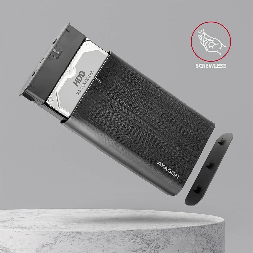 Kasë AXAGON EE35-A6C për disk, 3.5", USB Type-C, E zezë