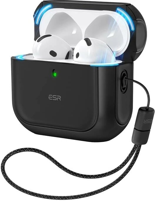 Mbështjellës ESR Orbit Hybrid për AirPods 4, i zi, me aksesorë