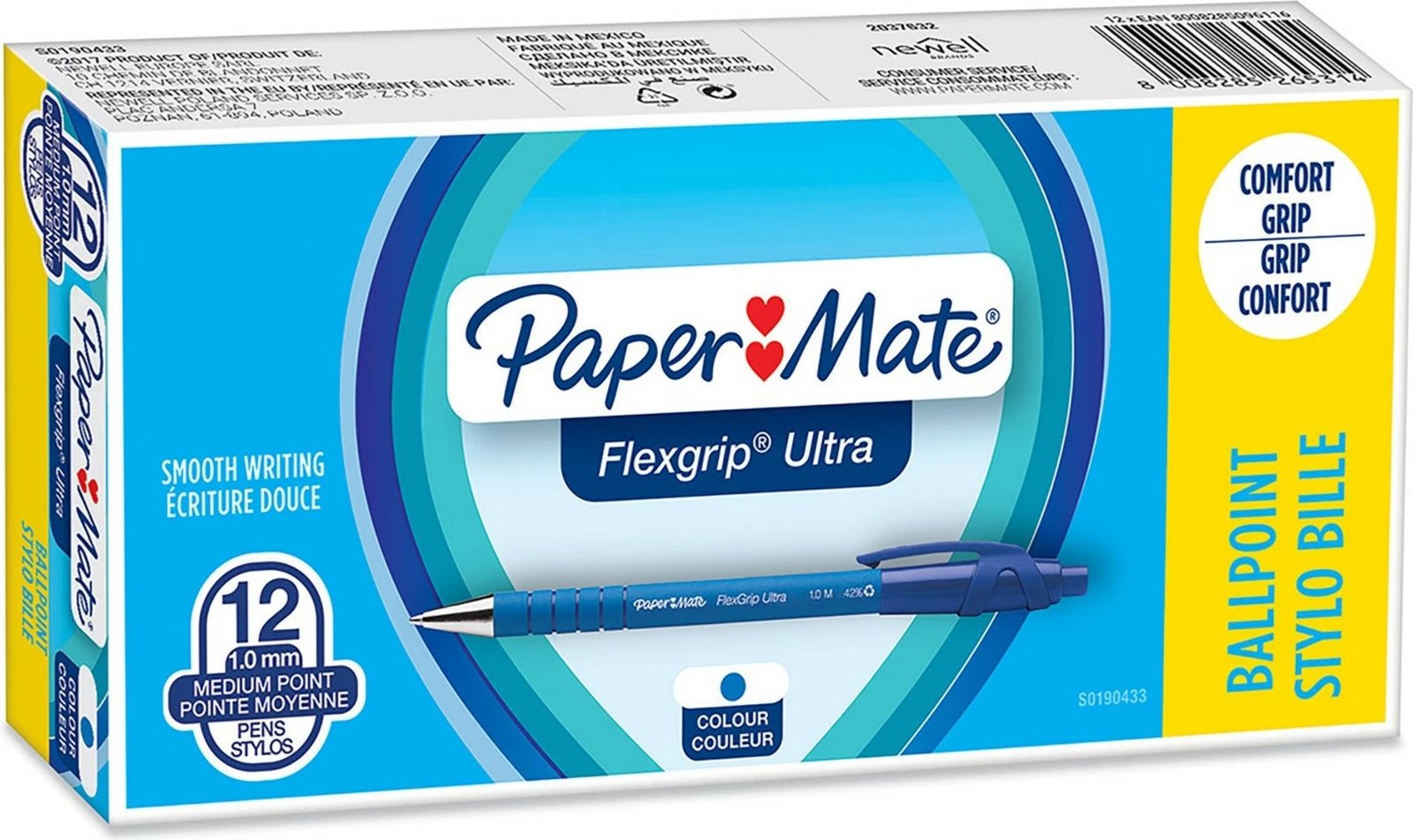 Stilolapsa PaperMate FlexGrip Ultra, 1.0mm, 12 copë, ngjyrë kaltër
