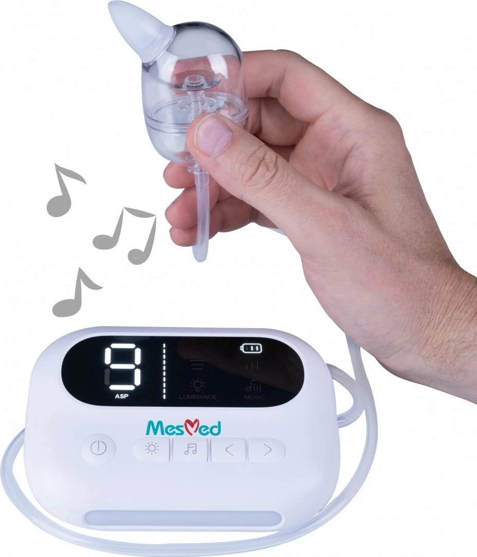 Aspirator hunde MesMed MM-127 HappiNosek, elektronik, për foshnje dhe fëmijë, Transparent/Bardhë