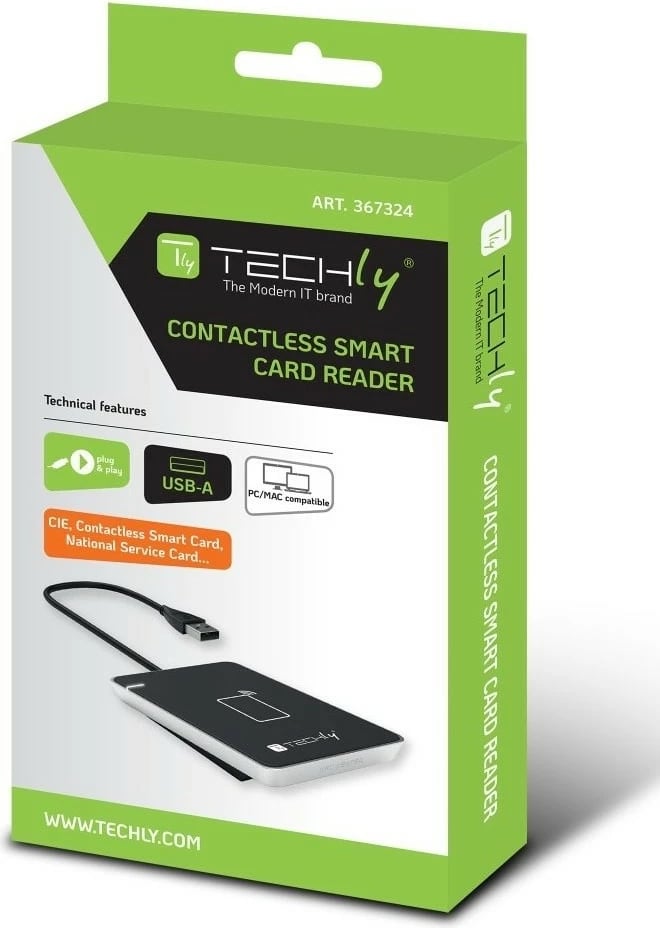 Lexues kartelash NFC RFID Techly 367324, USB 2.0, Zi