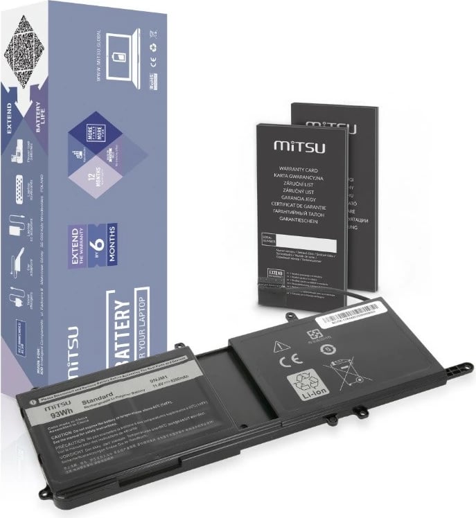Bateri Mitsu për Dell Alienware 15 R3 15 R4 17 R4 17 R5, 8200 mAh (93 Wh), 11.4V, 6 qeliza