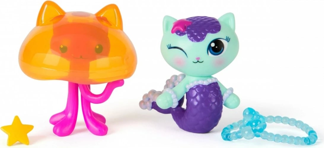 Set figurina, Spin Master Gabby's Dollhouse 6074329 MerCat & Kitty Jellyfish 2 copë 5 cm plastikë, set dyfishtë