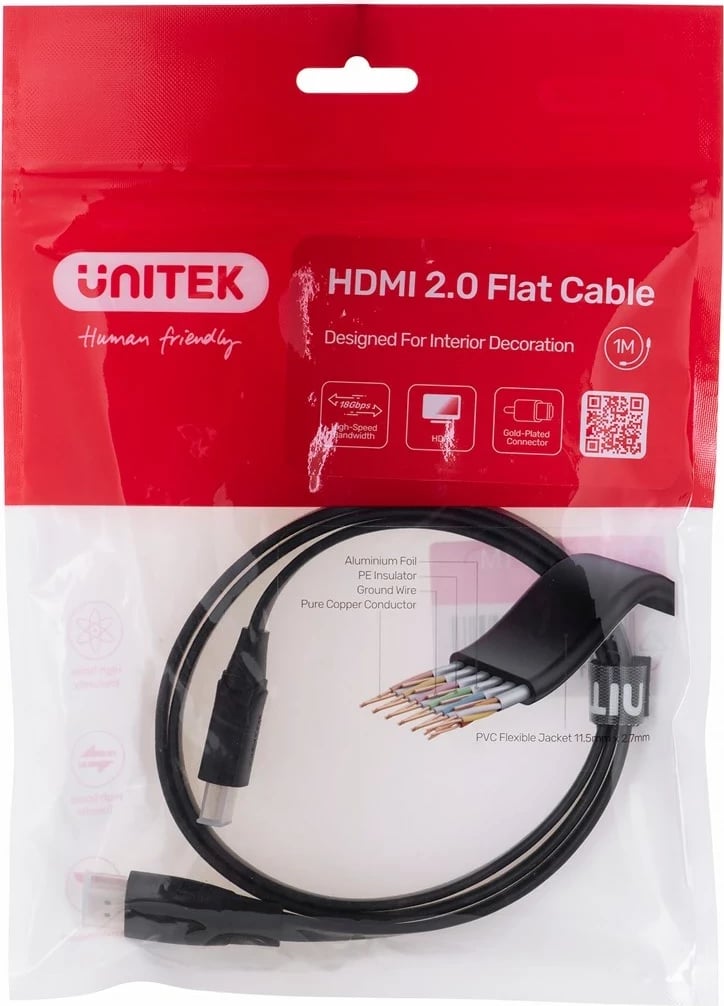 Kabëll HDMI UNITEK C11063BK-1M, 1m, i zi