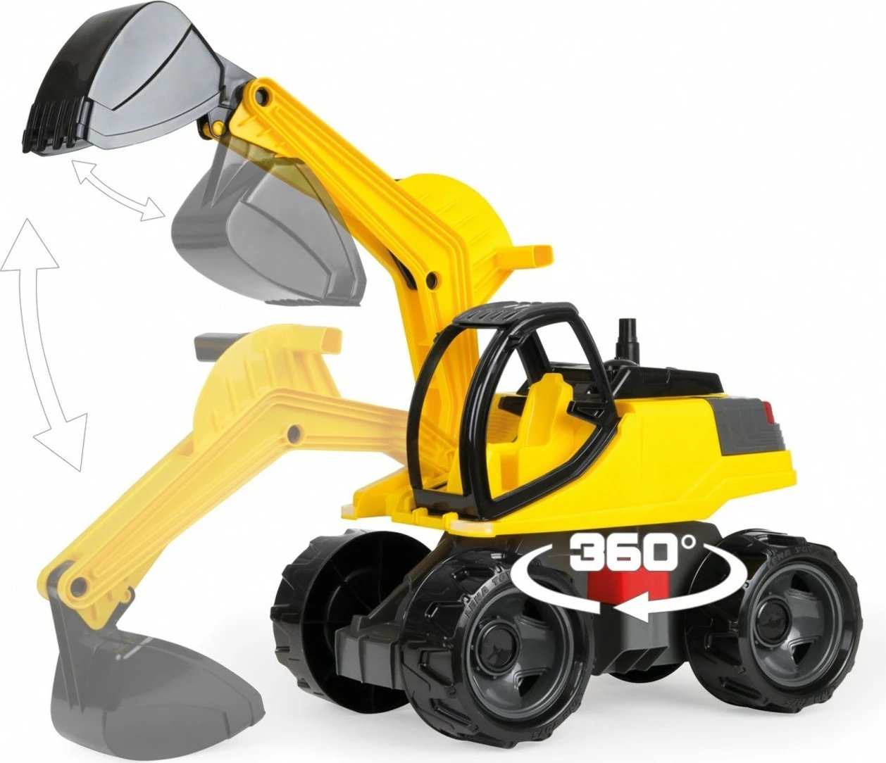 Ekskavator lodër Lena Giga Trucks, plastikë, 67 cm, verdhë