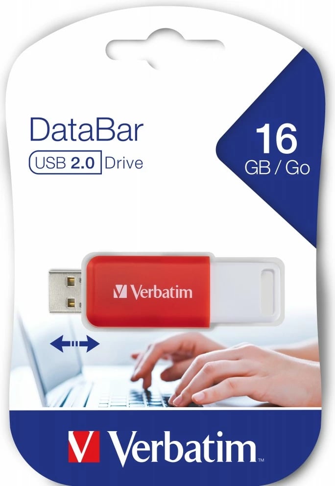 USB Verbatim DataBar, 16 GB, USB Type-A, 2.0, e kuqe