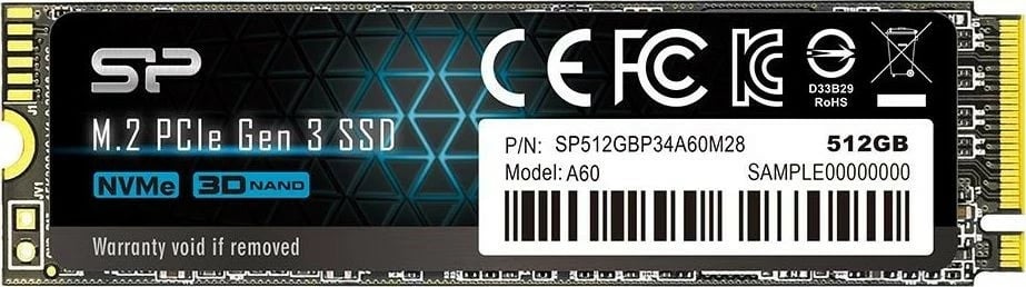 SSD Silicon Power P34A60, 512GB, M.2 2280, PCIe Gen3x4, NVMe, i zi