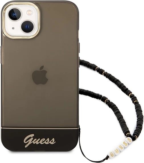 Mbështjellës Guess GUHCP14SHGCOHK për iPhone 14 6.1", me rrip perlë, i zi
