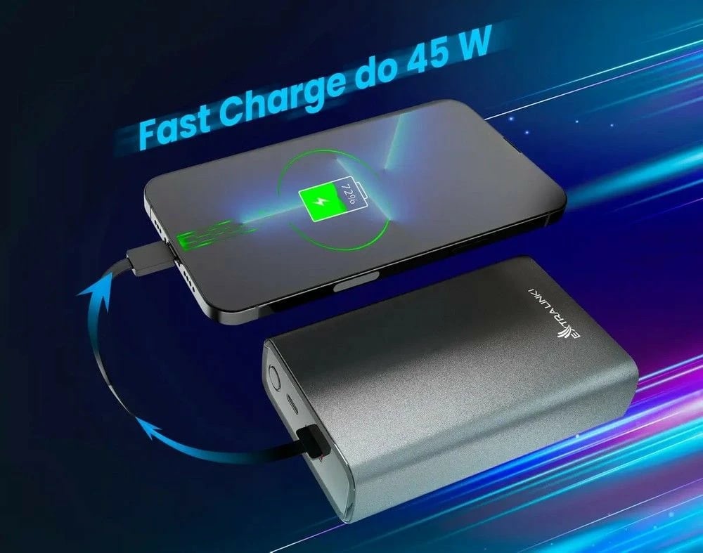 Powerbank Extralink EPB-126, 20000 mAh, 45W, Gri