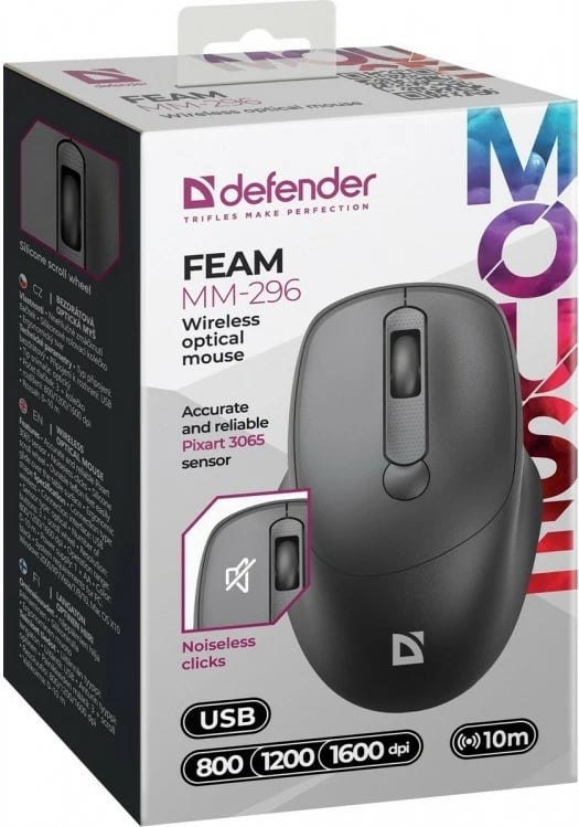 Maus wireless Defender Feam MM-296 RF, 1600 DPI, i zi