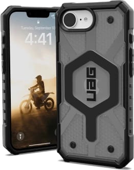 Mbështjellës UAG Pathfinder Clear MagSafe për iPhone 16e, Gri/Ezezë