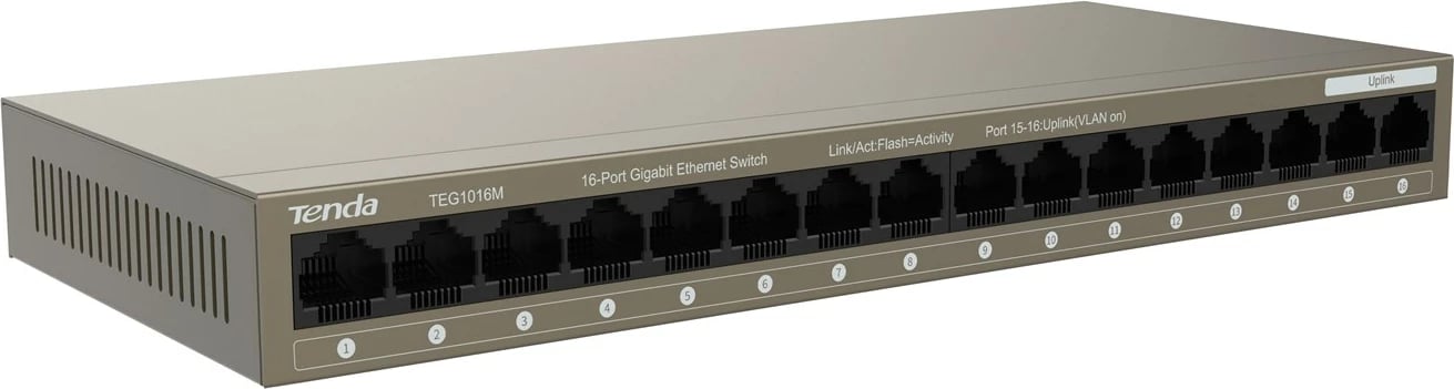 Switch rrjeti Tenda TEG1016M, 16 porta Gigabit Ethernet, metalik