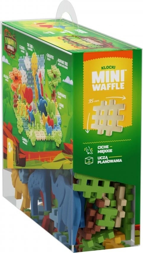 Set lodrash ndërtimi Marioinex Mini Waffle Blocks Savannah Animals, 100 pjesë