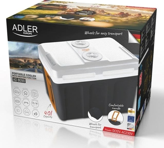 Ftohës portativ Adler AD 8090, 40 L, zi/bardhë