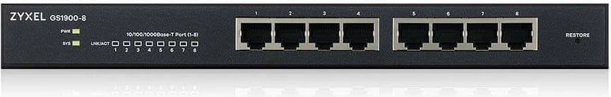Switch Zyxel GS1900-8, Managed, L2, Gigabit Ethernet, Full duplex, Rack mounting
