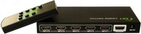 Switch HDMI Techly 5x1 me telekomandë, 4K2K 3D, Zi