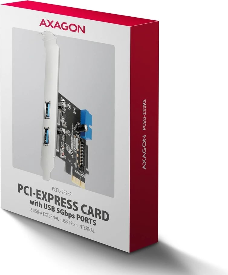 Kartë zgjerimi AXAGON PCEU-232RS, 4x USB 3.2 Gen 1, PCIe, me furnizim SATA, e zezë