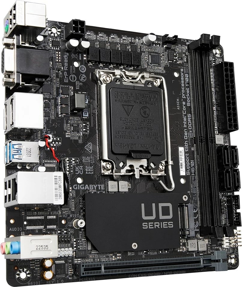 Pllakë amë Gigabyte H610I, Socket 1700, DDR5, ATX, e zezë
