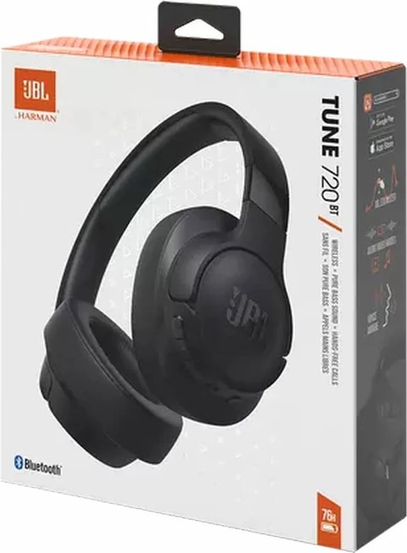 Kufje on-ear JBL Tune 720BT wireless Bluetooth 5.3 76 orë bateri me mikrofon palosshme, me kabllo USB-C dhe AUX, të zeza Kufje on-ear JBL Tune 720BT wireless Bluetooth 5.3 76 orë bateri me mikrofon palosshme, me kabllo USB-C dhe AUX, të zeza