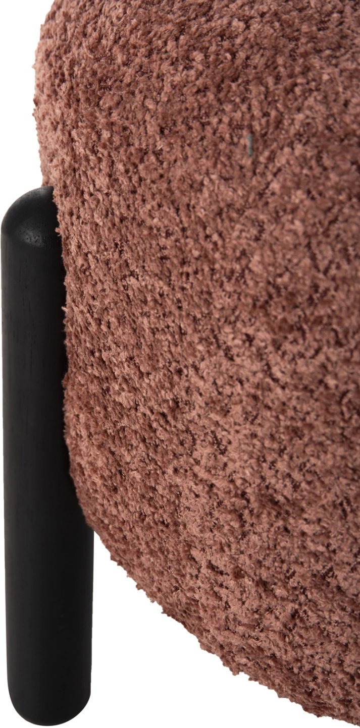 Stol i rrumbullakët EWAN FH9596.02 me pëlhurë boucle rozë dhe këmbë metalike të zeza Φ45x36Hcm
