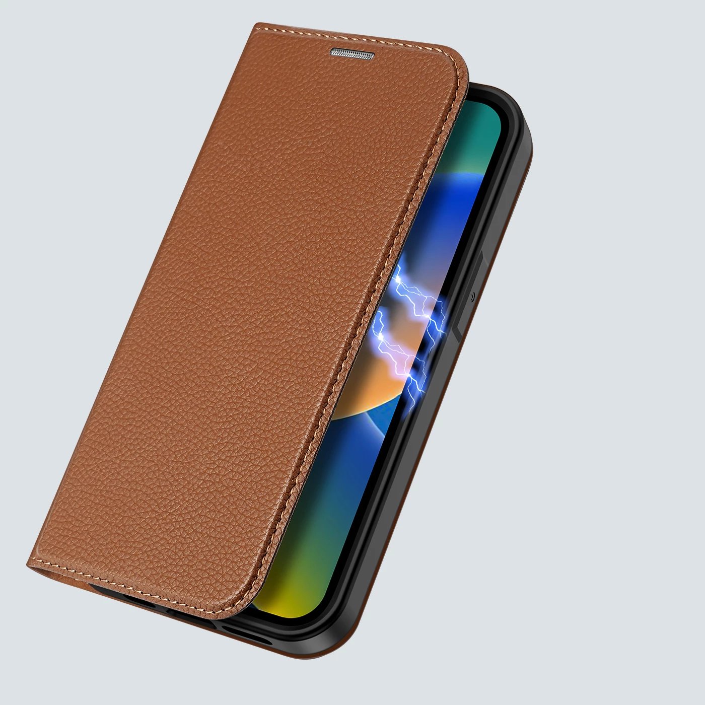 Mbështjellës Dux Ducis Skin X2 për iPhone 14 Pro Max, me kapak magnetik, kafe