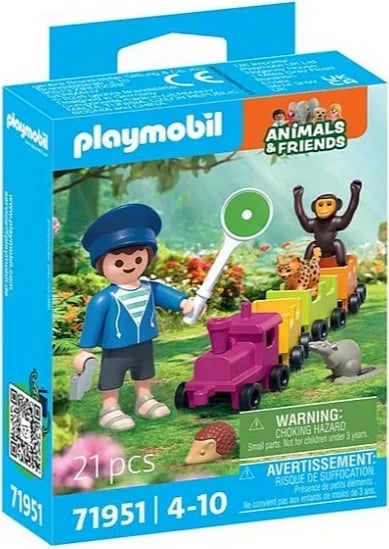 Set lodrash Playmobil Animals & Friends 71951, tren me figura kafshësh, shumëngjyrësh