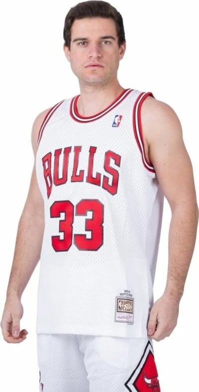 Fanellë Mitchell & Ness Chicago Bulls për meshkuj, e bardhë