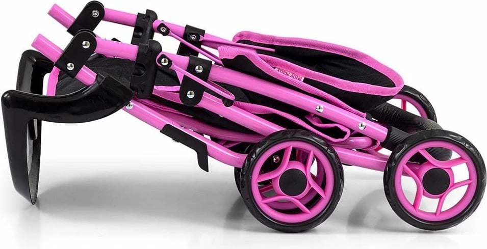 Karrocë lodër për kukulla, Milly Mally, Kate Prestige, për kukulla deri 50 cm, me tendë palosëse, tabaka ushqimi dhe rrota rrotulluese, e zezë