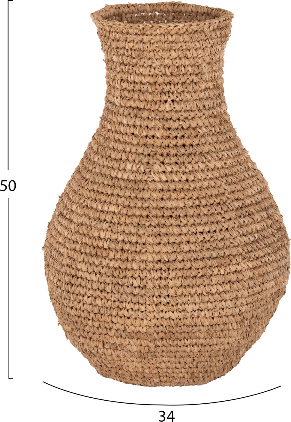 Vazo dekorative për dysheme, fibra palme, ngjyrë natyrale, FH7866, Φ34x50H cm