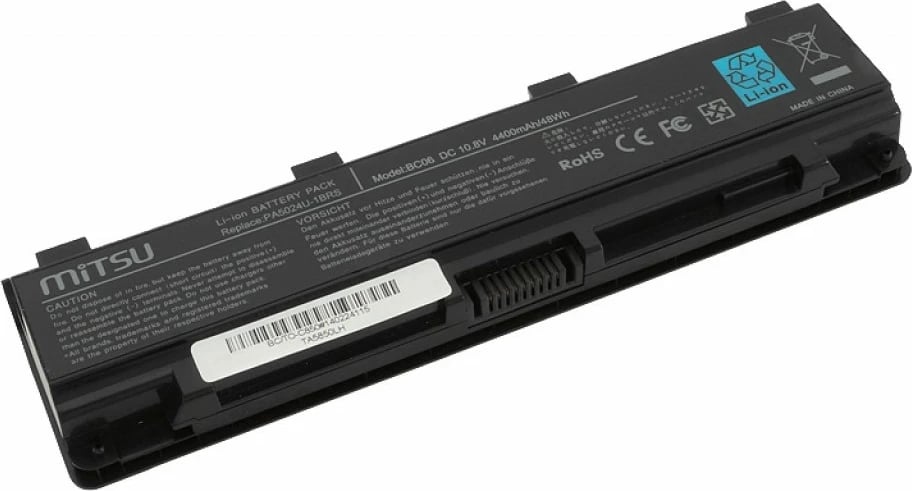 Bateri Mitsu BC/TO-C850 për Toshiba C850, L800, S855, 4400 mAh, 11.1V, e zezë
