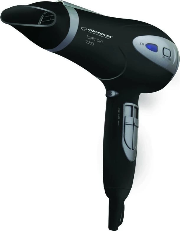Tharëse flokësh Esperanza Vivien EBH005K, 2200W, jonizuese, e zezë/çelik, me difuzor dhe koncentrator