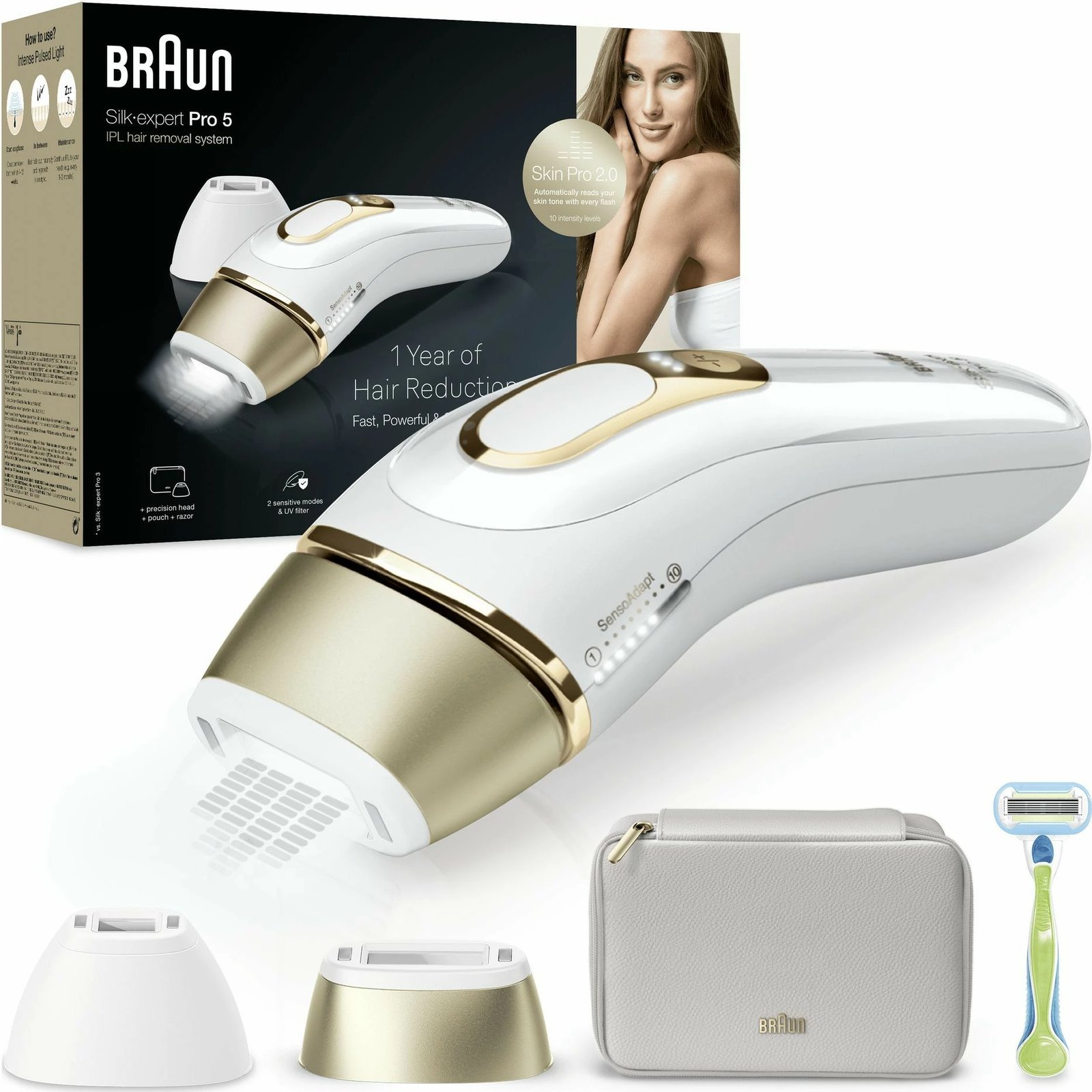 Pajisje IPL Braun Silk-expert Pro PL5152, për heqje qimesh, e bardhë