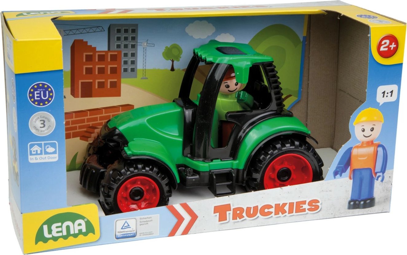 Lodër traktor plastik Lena Truckies 17 cm, gjelbër/kuqe/zezë