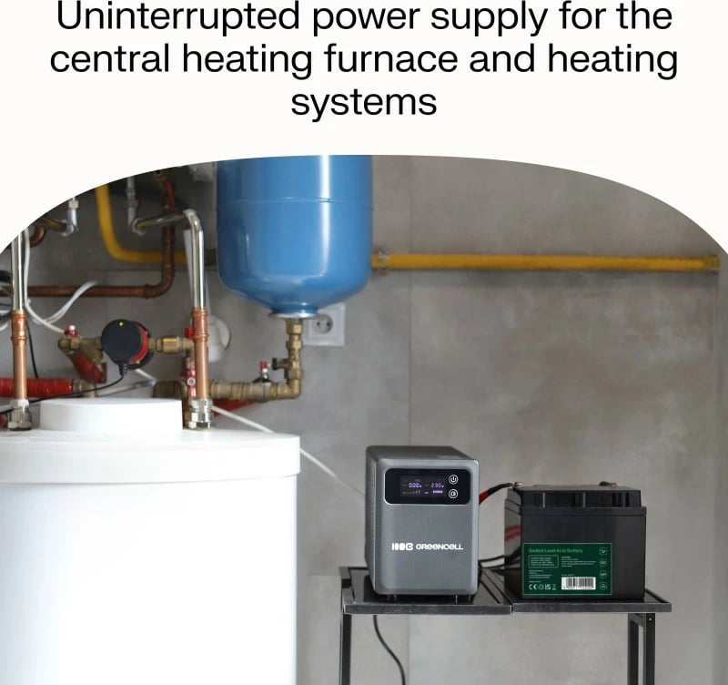 Kasë UPS Green Cell PowerCore UPSLPPC1000, 1000W/1500VA, 12VDC, e zezë