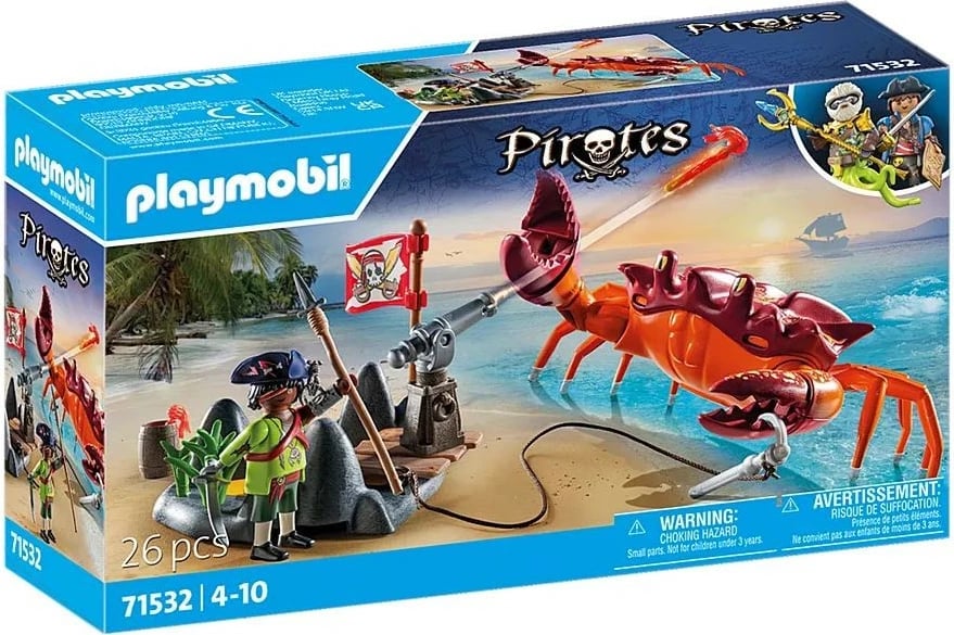 Set lodrash Playmobil Pirates 71532 me figura dhe krab gjigant, 26 pjesë