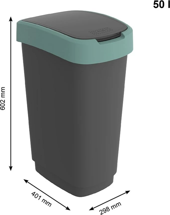 Kosh mbeturinash Rotho Twist, 50l, Jeshile