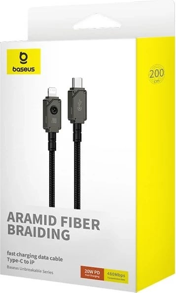 Kabllo USB Baseus Unbreakable, 2 m, 20 W, E zezë