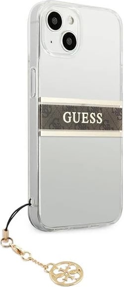 Mbështjellës Guess GUHCP13SKB4GBR për iPhone 13 mini 5.4", transparent, me varëse, kafe