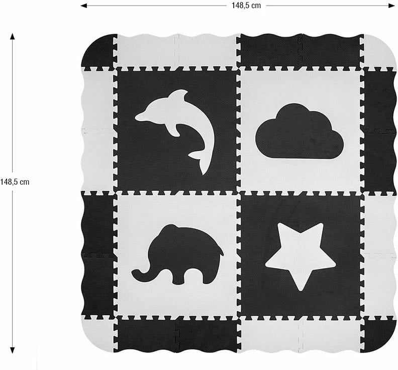 Tapet puzzle prej shkumës, Milly Mally Jolly 2x2, 148.5 x 148.5 cm, trashësi 1.2 cm, 24 copë, gri