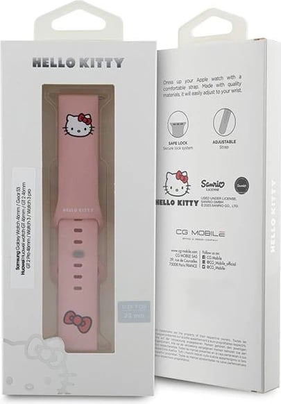 Rrip smartwatch Hello Kitty Silicone Kitty Head, 22mm, rozë