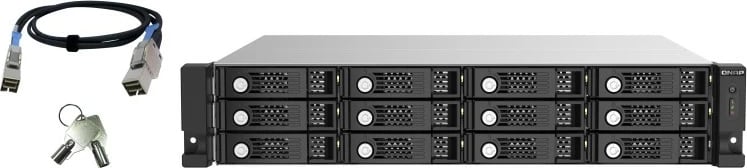 Kasë QNAP TL-R1220SEP-RP, 12 vende, rackmount 2U, SAS/SATA, e zezë/gri