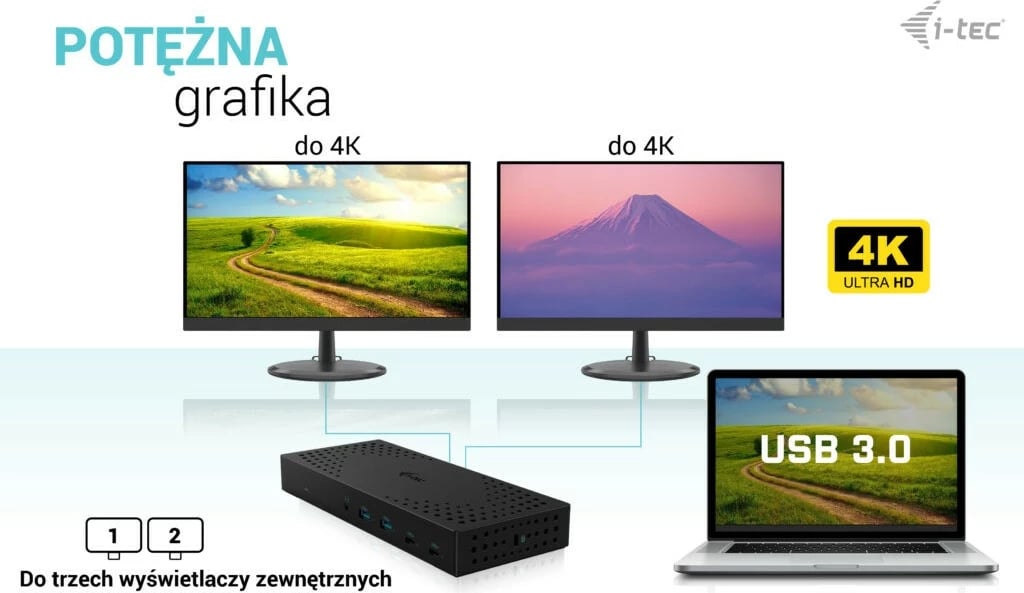 Stacion dokimi i-tec CATRIPLE4KDOCKPD2, 3x 4K, USB 3.0/USB-C/Thunderbolt, 100W, i zi