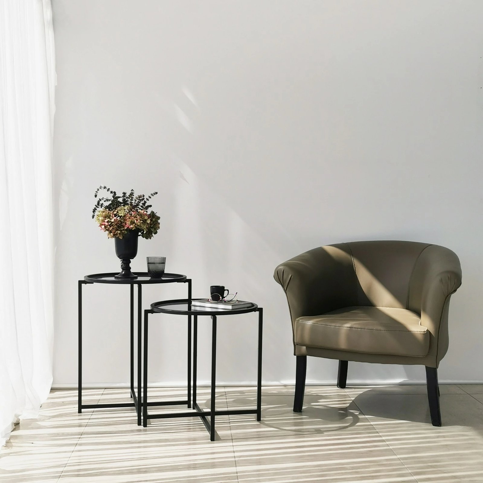 Set tavolinash anësore Skye Decor, S412F, ngjyrë e zezë