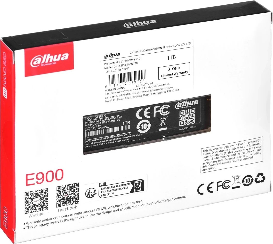 Disk SSD Dahua DHI-SSD-E900N1TB, M.2, 1000 GB, PCI Express 3.0, i zi