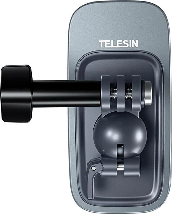 Mbajtës universal për kamera sportive Telesin GP-JFM-002, me klip magnetik dhe kokë rrotulluese 360°, i zi