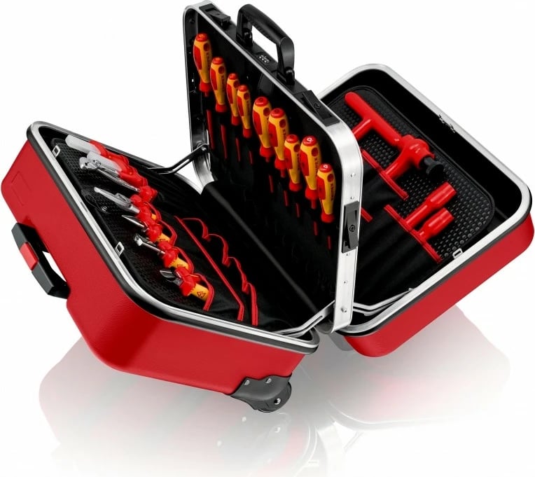 Kasë veglash Knipex 98 99 15, ABS/Alumin, 2 ndarje, e zezë/kuqe