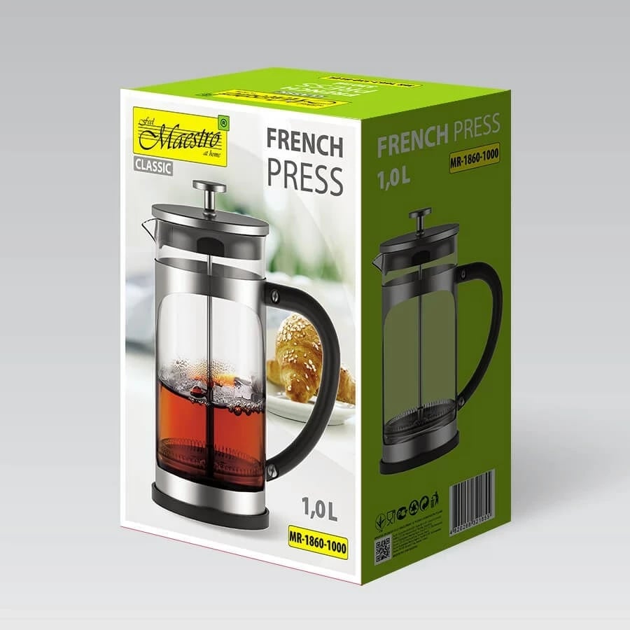 French press Maestro MR-1860-1000, 1000 ml, Çelik, E zezë