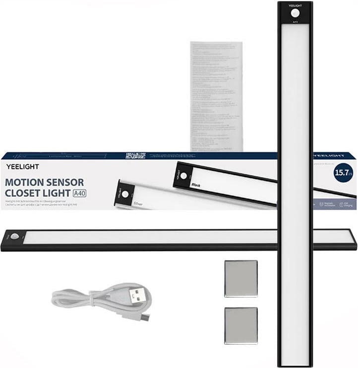 Llambë me sensor Yeelight Motion Sensor Closet Light A40, 40cm, 2700K, e zezë